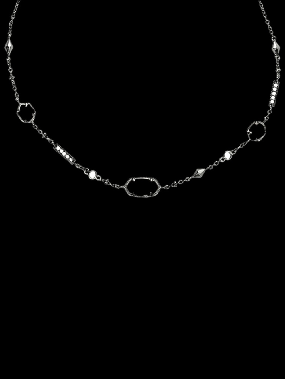 Kendra Scott Maddie Gunmetal and Rose Quartz Adjustable Necklace